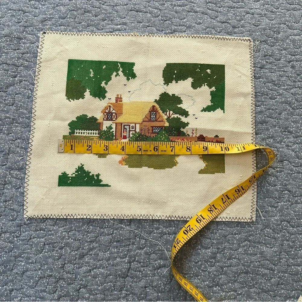 Cross Stitch Charming Cottage Country Church Cottagecore Gift Handmade 8 x 10